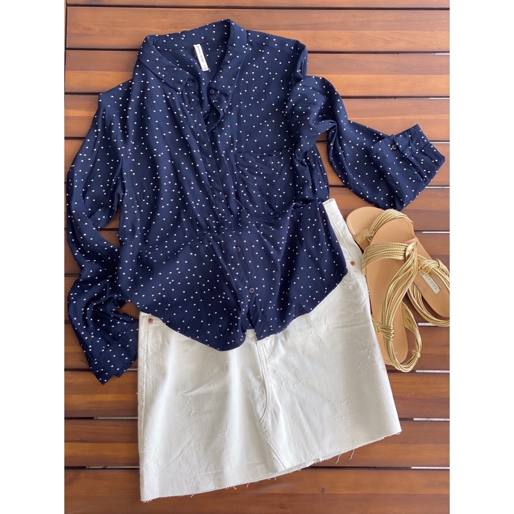 Polka dot button down shirt